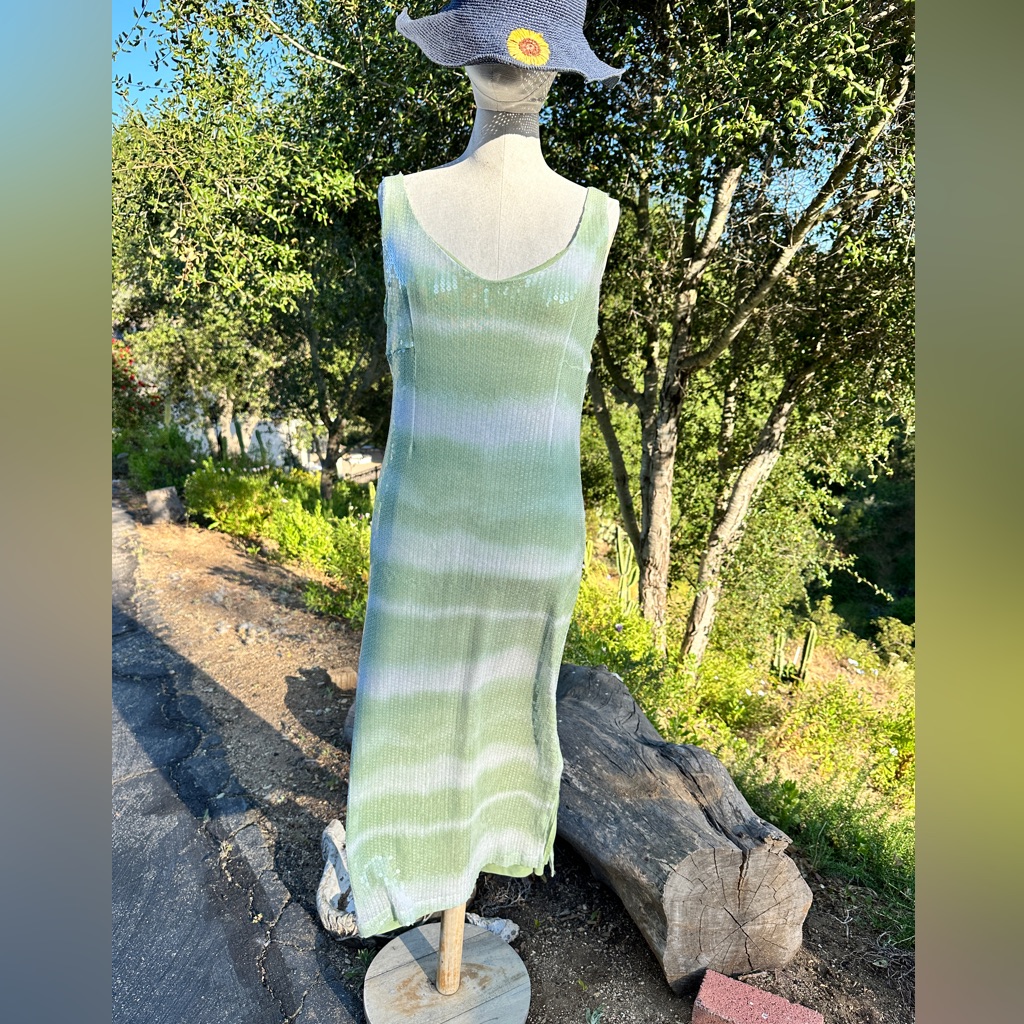 New Caroline Constas Mint Ombre Sequin V-Neck Sleeveless Midi Dress Nwt